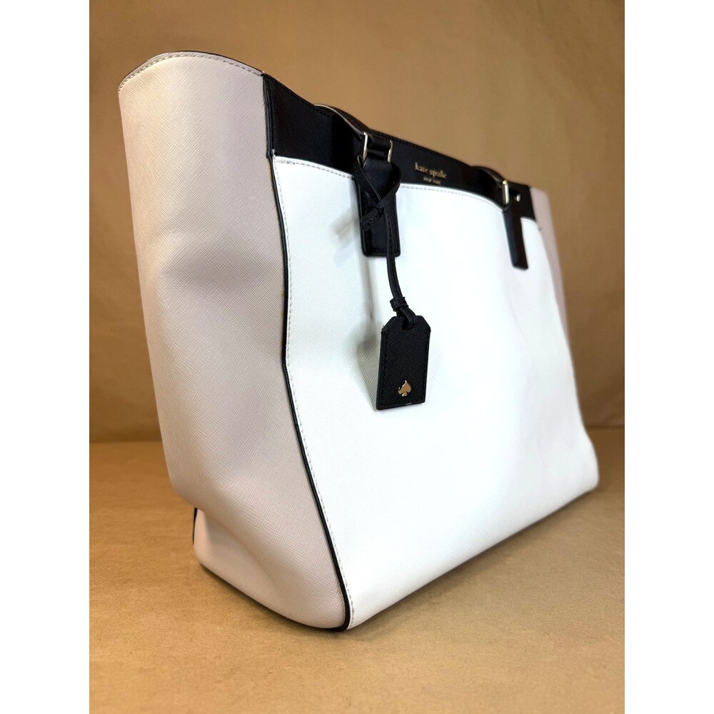 Kate Spade Cameron Large Colorblock Laptop Tote – Black/White/Beige - Picture 3 of 16